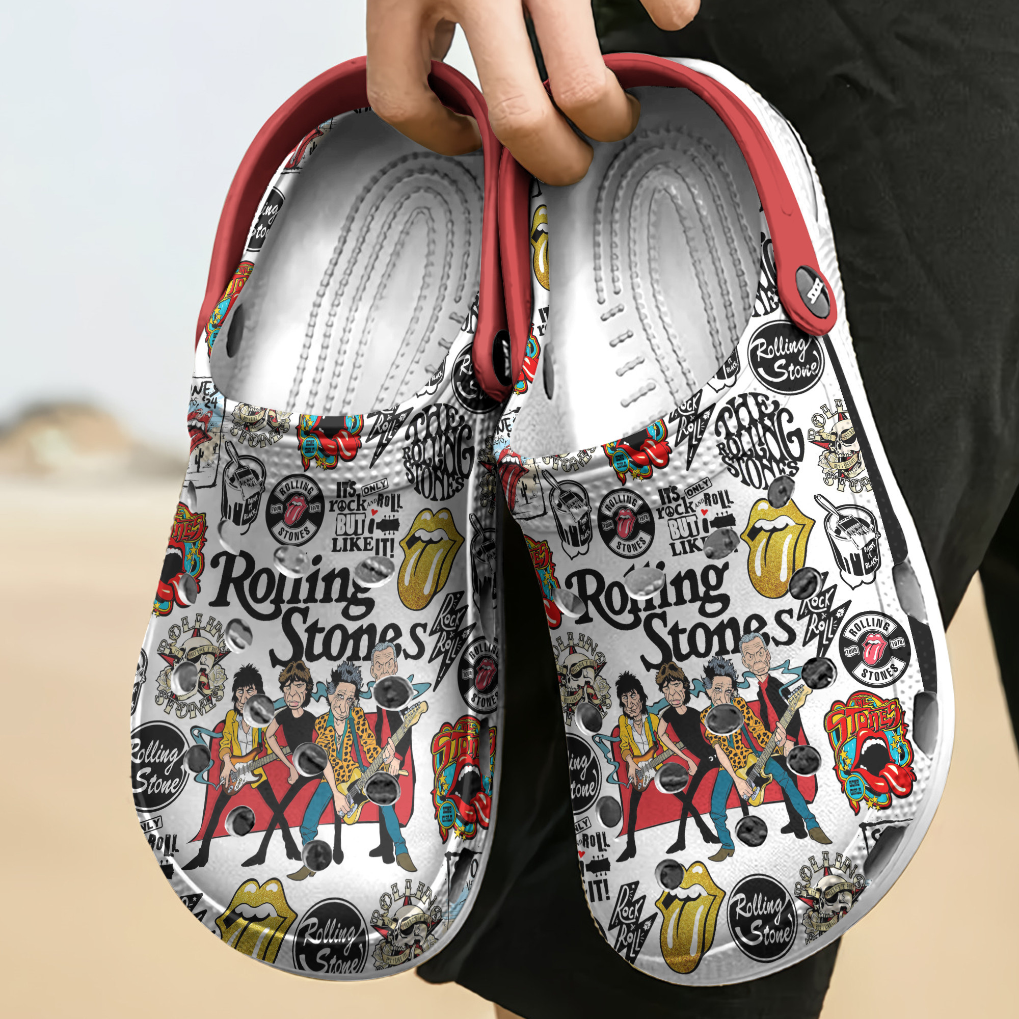 The Rolling Stones Music Crocs Crocband Clogs Shoes Comfortable For Men Women and Kids - Image 3