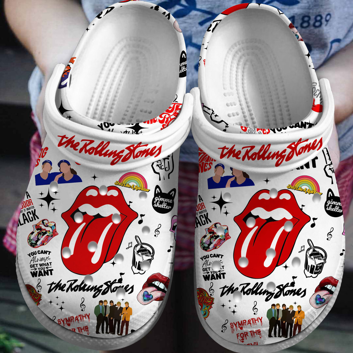 The Rolling Stones Music Crocs Crocband Clogs Shoes Comfortable For Men Women and Kids