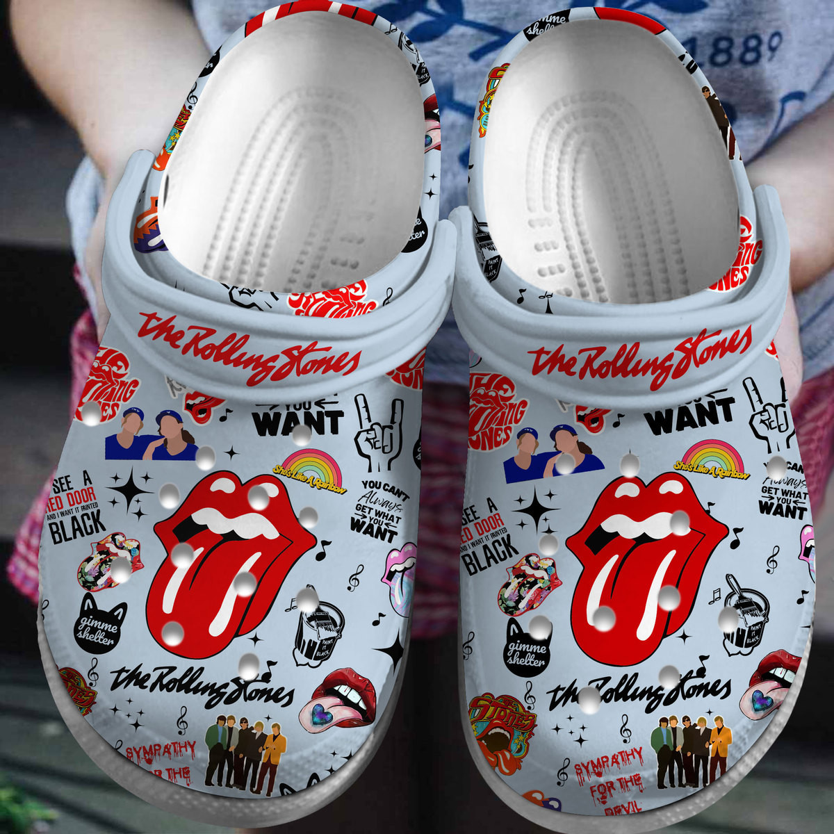 The Rolling Stones Music Crocs Crocband Clogs Shoes Comfortable For Men Women and Kids
