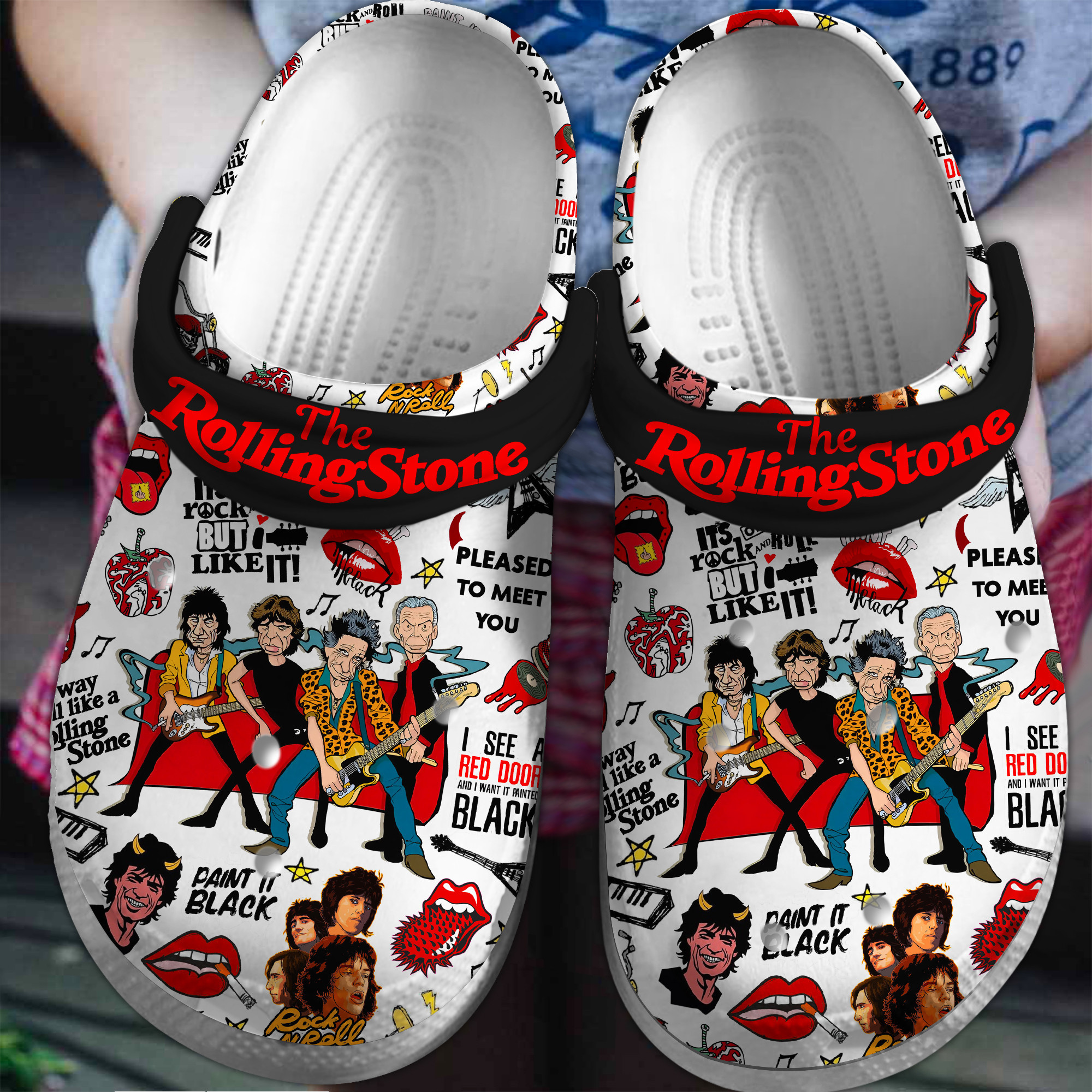 The Rolling Stones Music Crocs Crocband Clogs Shoes Comfortable For Men Women and Kids