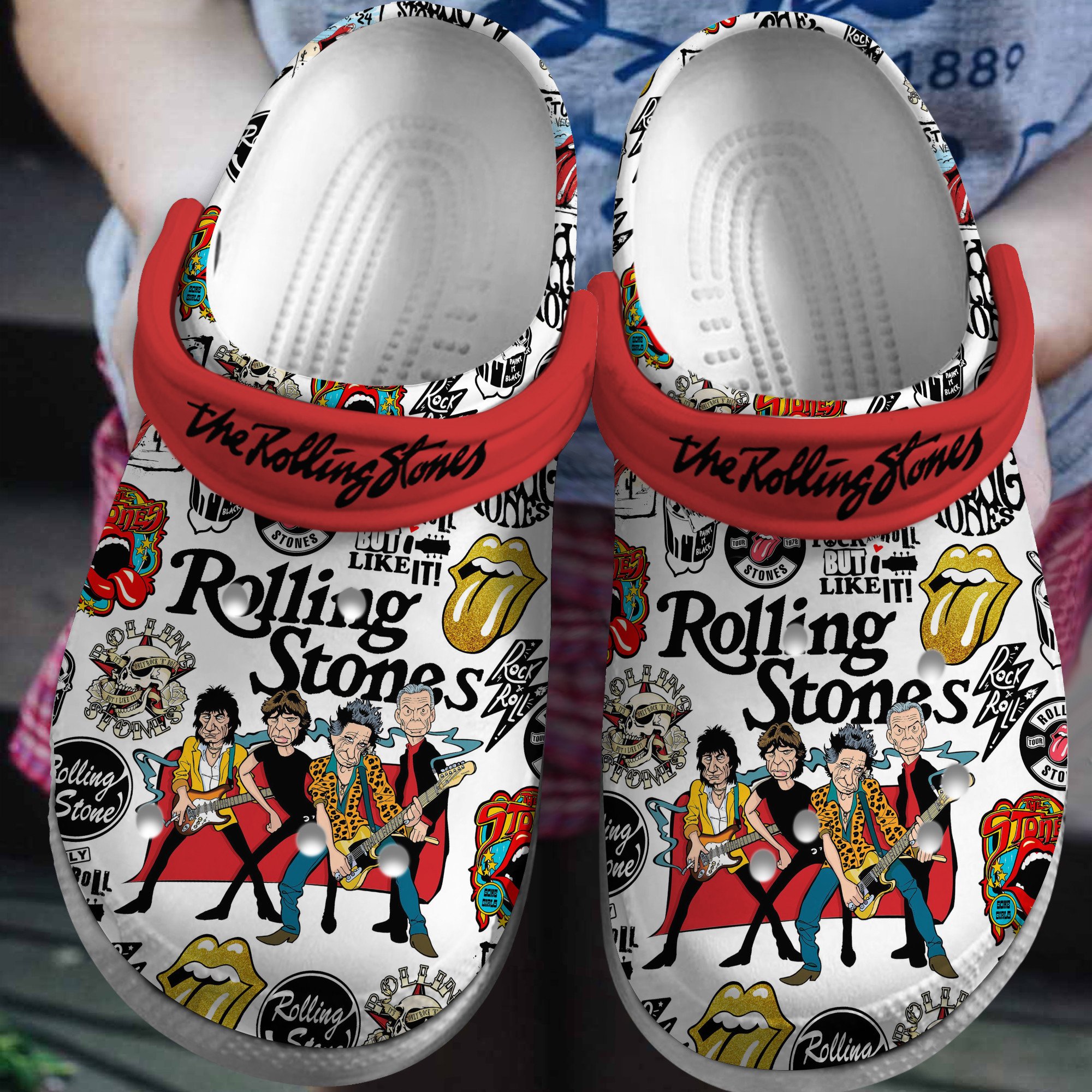 The Rolling Stones Music Crocs Crocband Clogs Shoes Comfortable For Men Women and Kids
