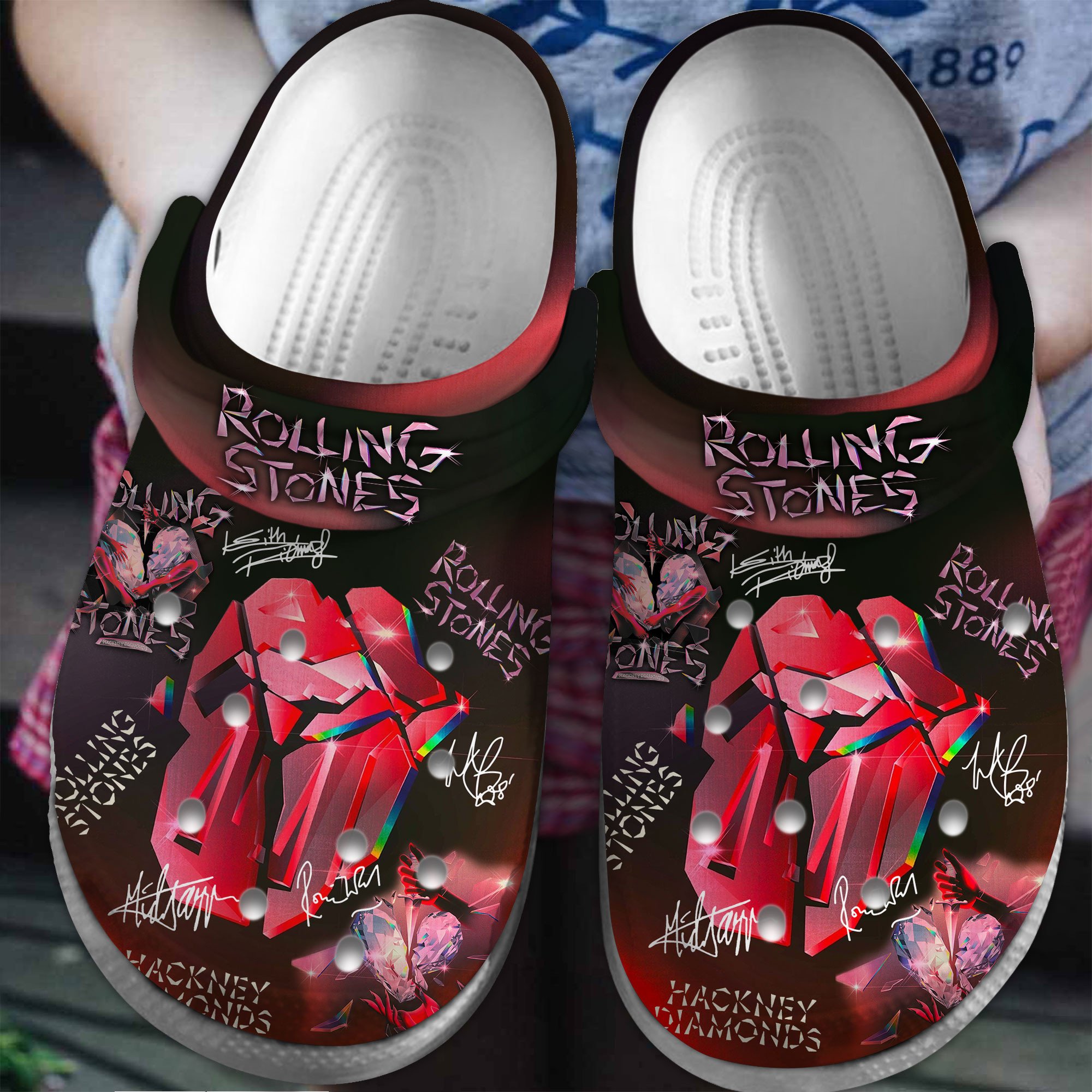 The Rolling Stones Music Crocs Crocband Clogs Shoes Comfortable For Men Women and Kids
