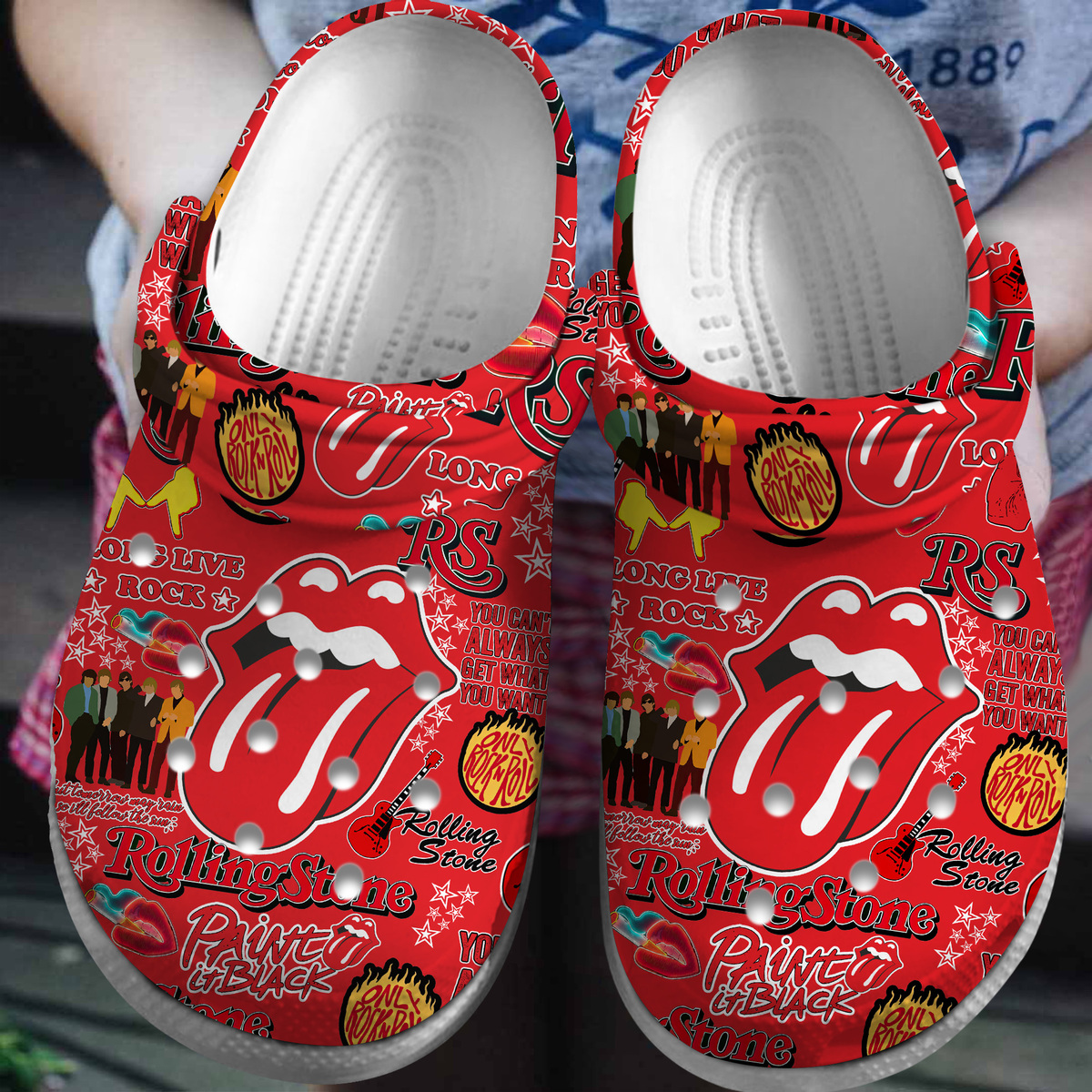The Rolling Stones Music Crocs Crocband Clogs Shoes Comfortable For Men Women and Kids