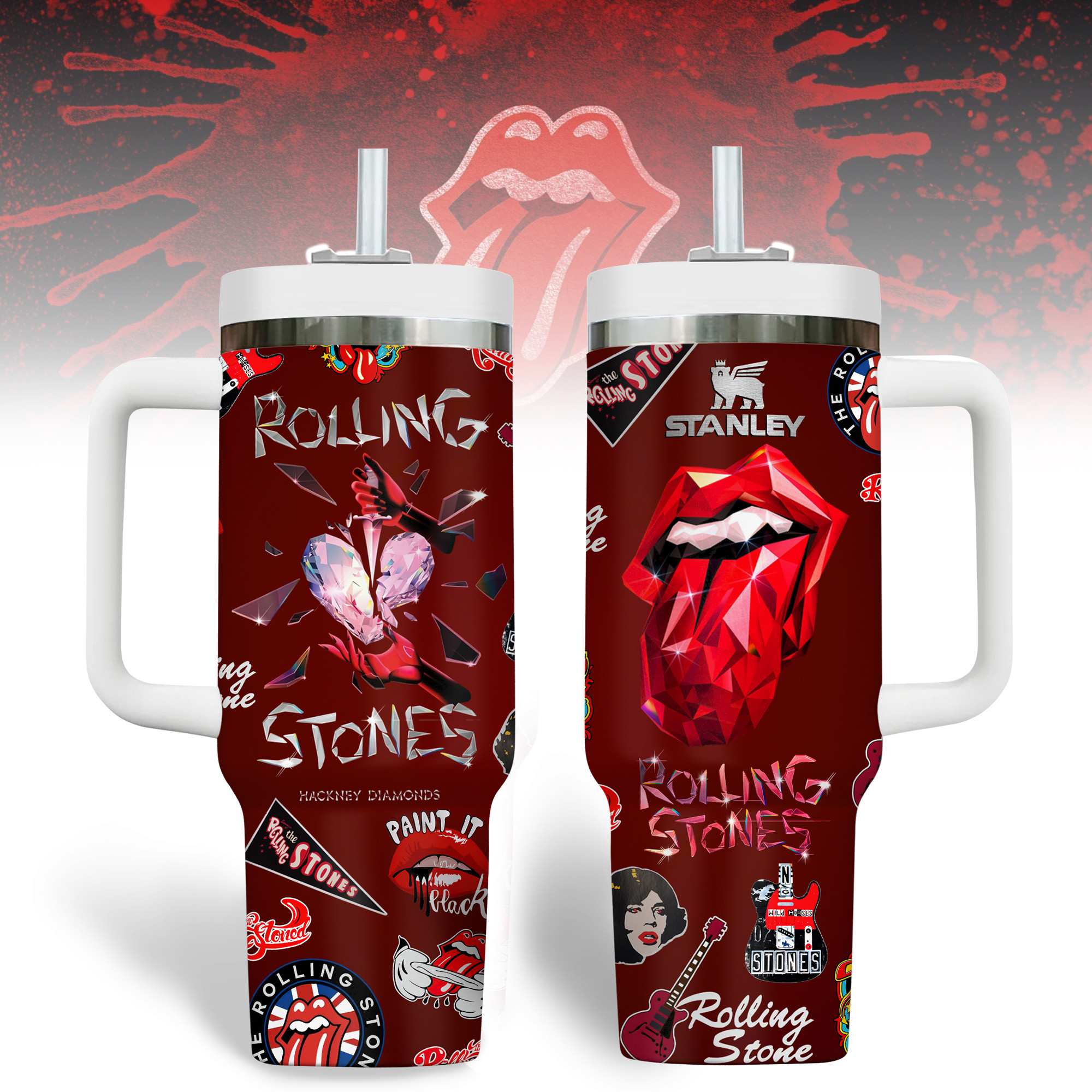 The Rolling Stones Music Custom Stanley Cup 40 oz 30 oz Tumbler With HandleTVC2301337