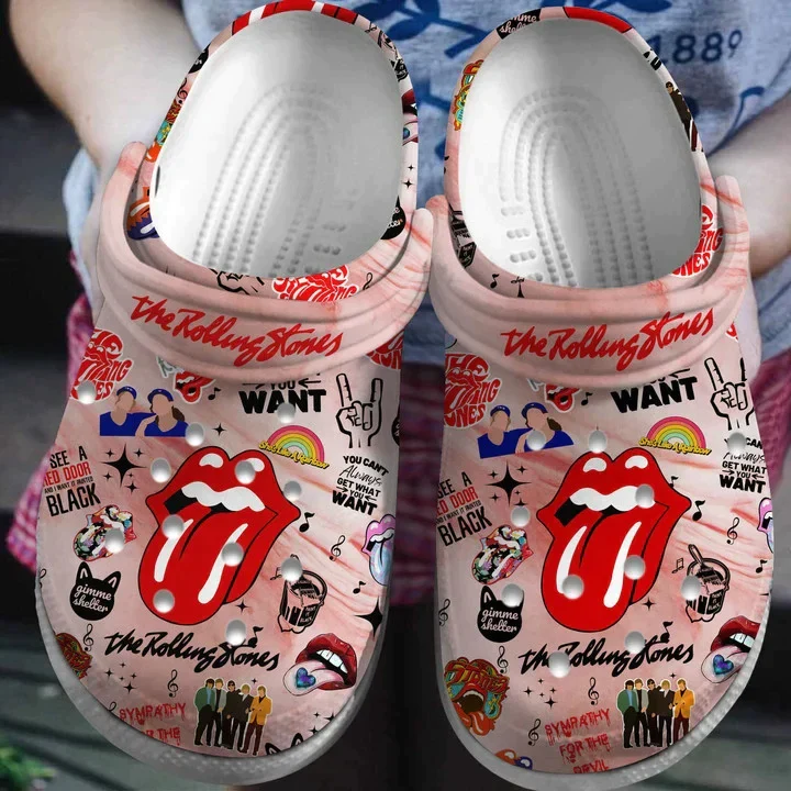 The Rollings Stones Rock Band Crocs Shoes Comfortable Clogs Crocband For Men Women