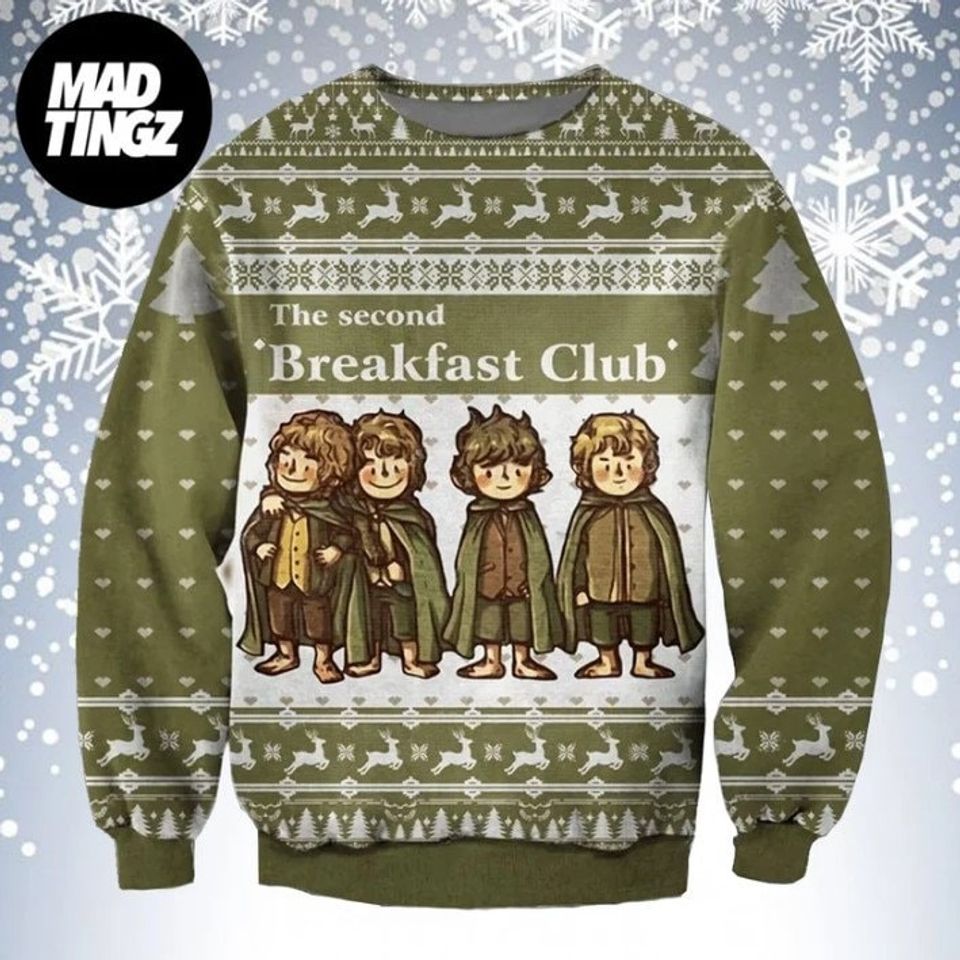 The Second Breakfast Club Christmas Pattern Ugly Sweater 3D