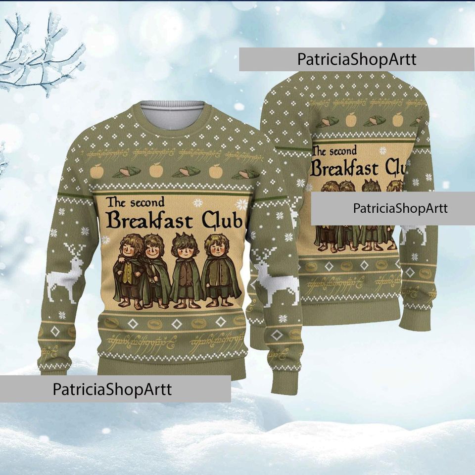 The Second Breakfast Club Knitted Ugly Sweater, Second Breakfast Christmas Sweater