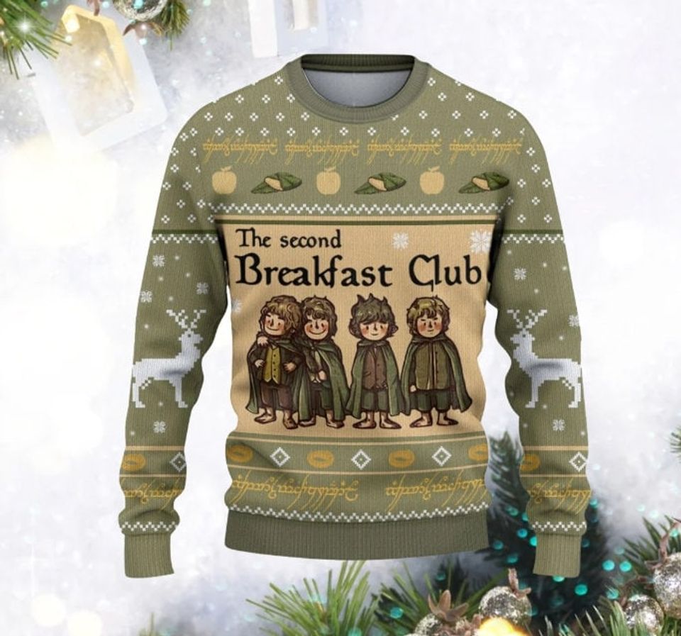 The Second Breakfast Club The Lord of the Rings Christmas Ugly Sweater, Movie Ugly Sweater