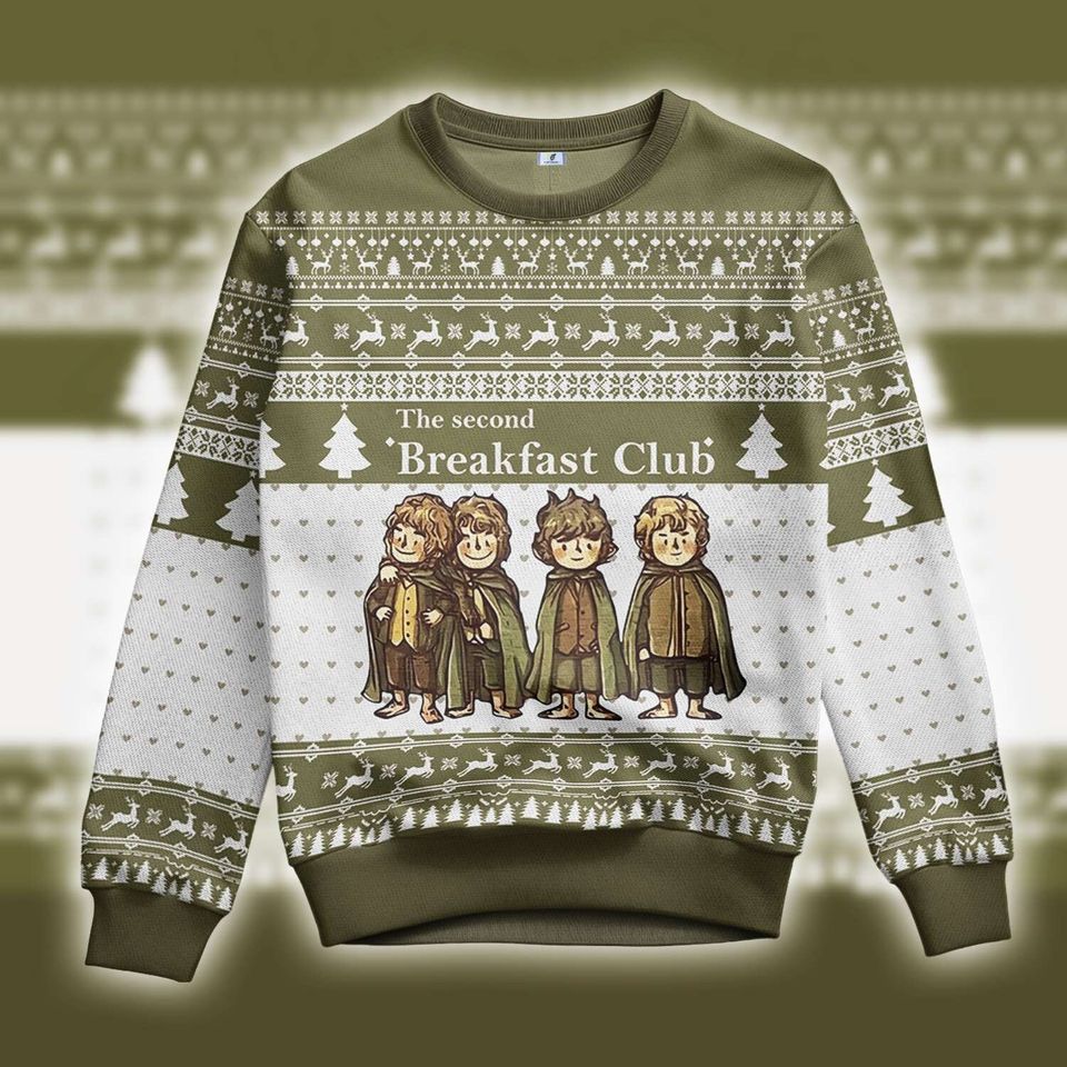The Second Breakfast Club Ugly Christmas Sweater, Ugly Knitted Christmas Sweater - Image 2