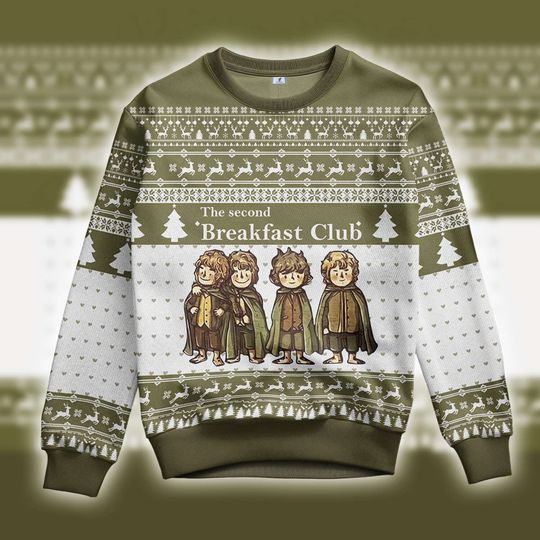 The Second Breakfast Club Ugly Christmas Sweater, Ugly Knitted Christmas Sweater - Image 6