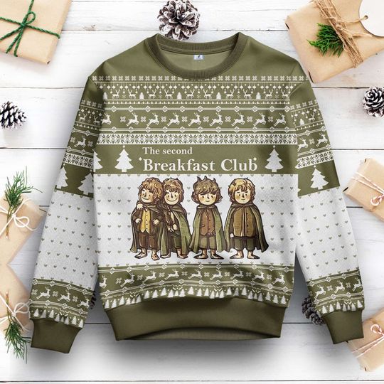 The Second Breakfast Club Ugly Christmas Sweater, Ugly Knitted Christmas Sweater - Image 5