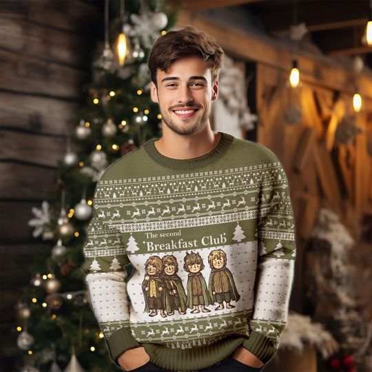 The Second Breakfast Club Ugly Christmas Sweater, Ugly Knitted Christmas Sweater - Image 7