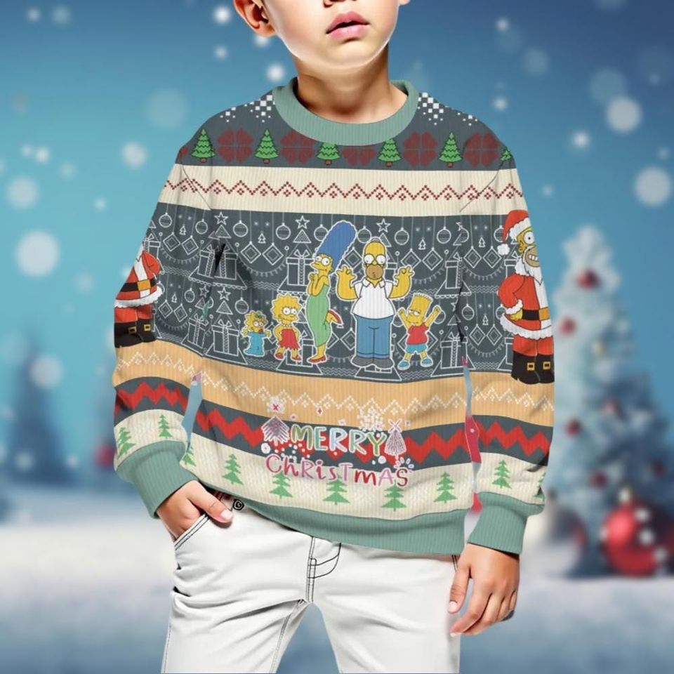 The Simpsons Family Ugly Sweater, Simpsons Holiday Sweater, Homer Marge Bart Lisa - Image 4