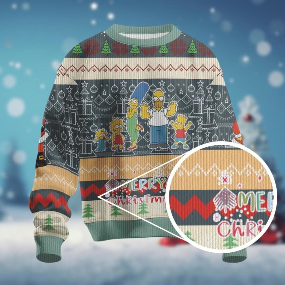 The Simpsons Family Ugly Sweater, Simpsons Holiday Sweater, Homer Marge Bart Lisa - Image 3