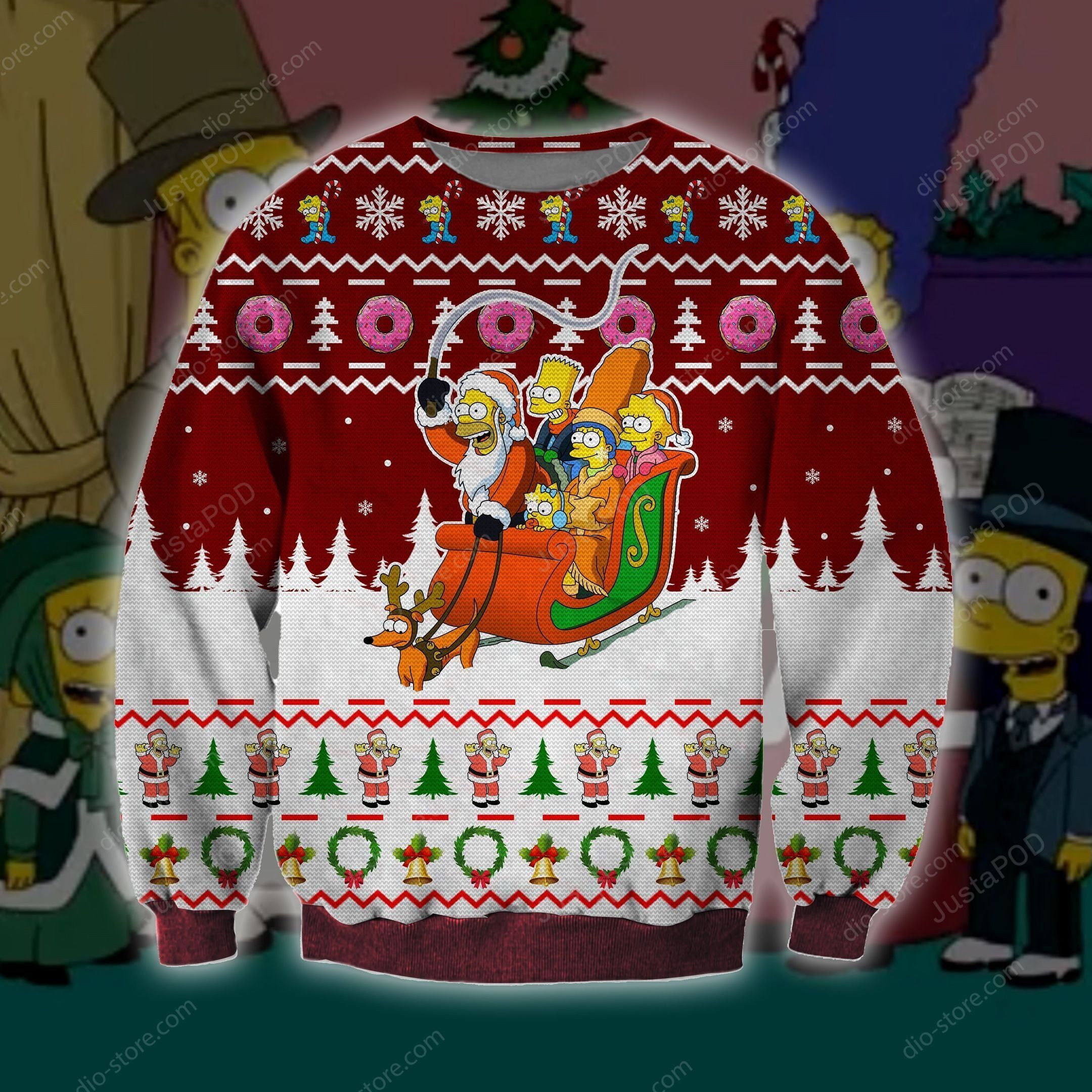 The Simpsons Knitting Pattern Ugly Christmas Sweater Adult 3D Funny Matching for family