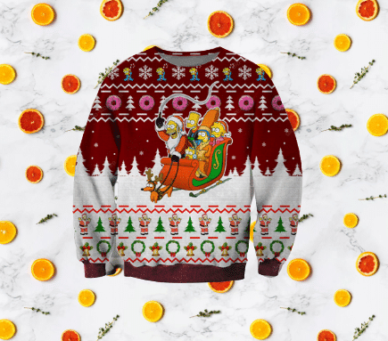 The Simpsons Ugly Christmas Sweater Adult 3D Funny Matching for family