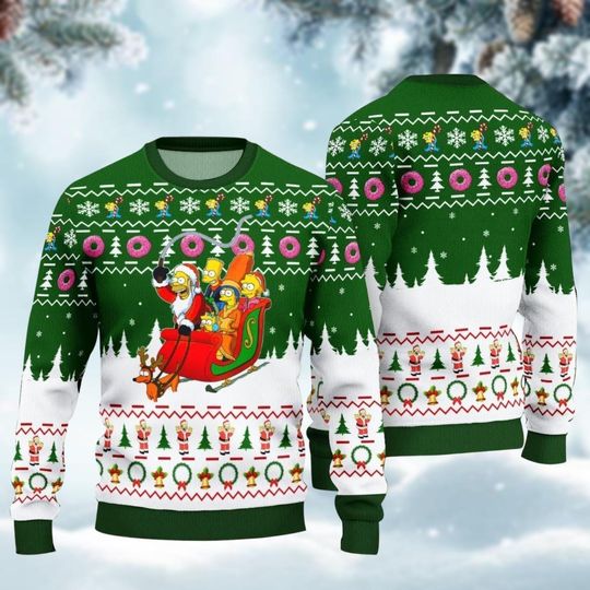The Simpsons Ugly Christmas Sweater, Simpsons Santa Sweater - Image 5