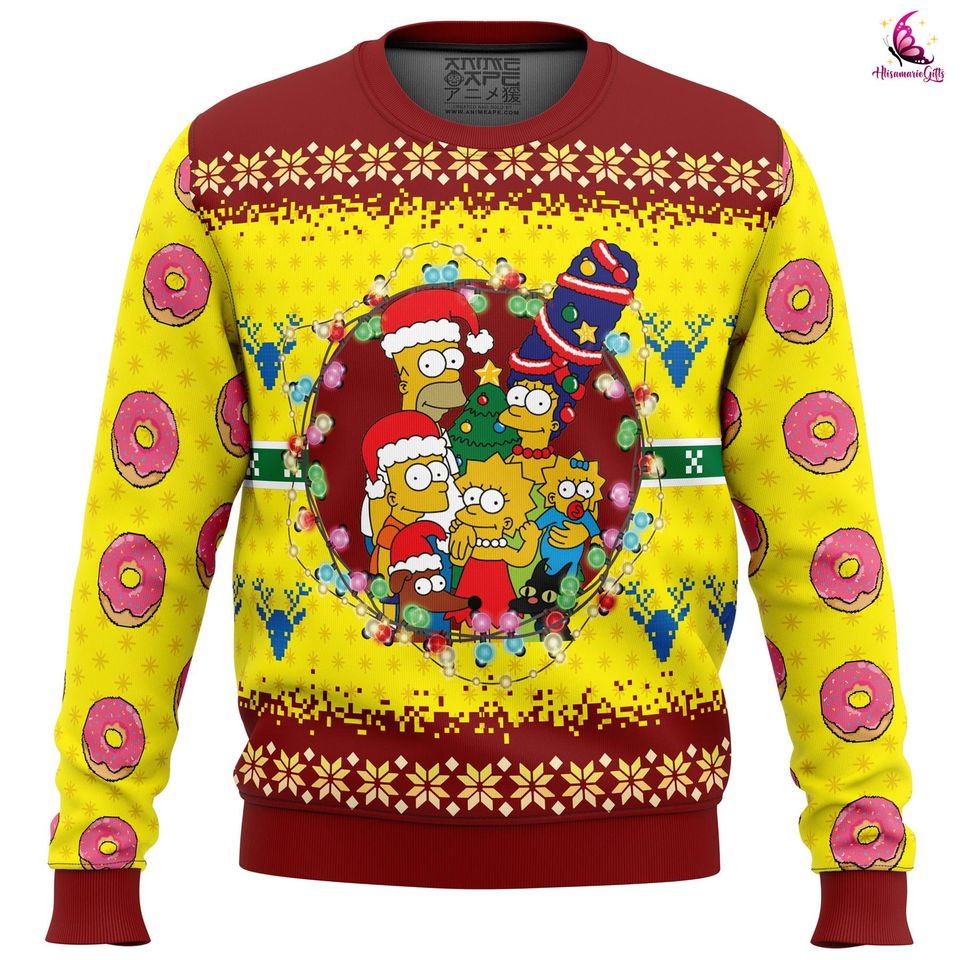The Simpsons Ugly Christmas Sweatshirt,Homer Bart Marge Lisa Simpson Ugly Sweater