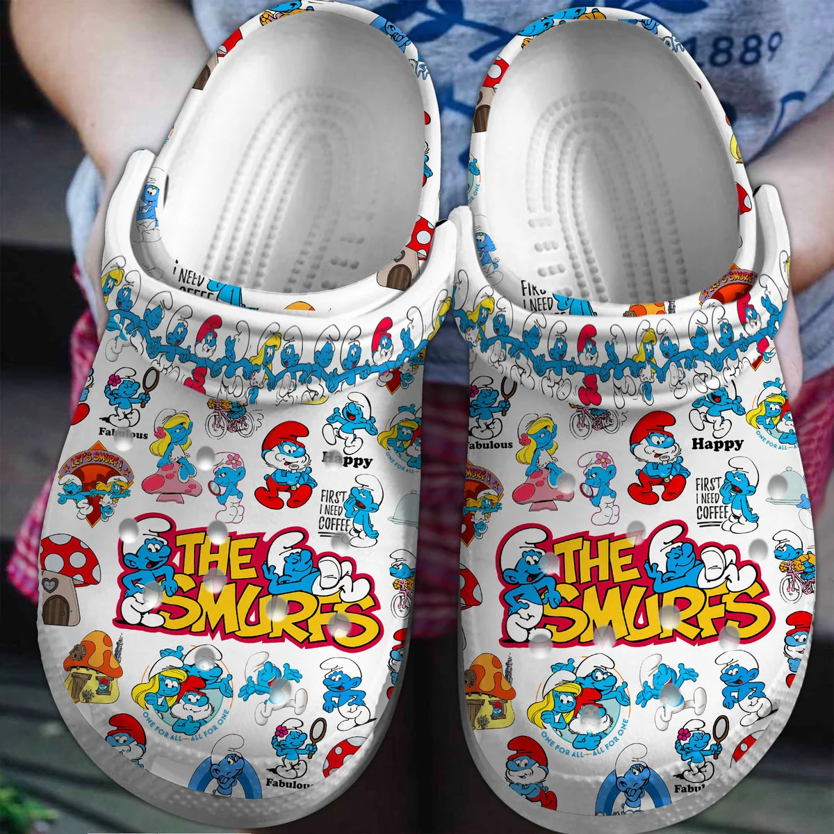 The Smurfs Cartoon Crocs Crocband Clogs Shoes Comfortable For Men Women and Kids