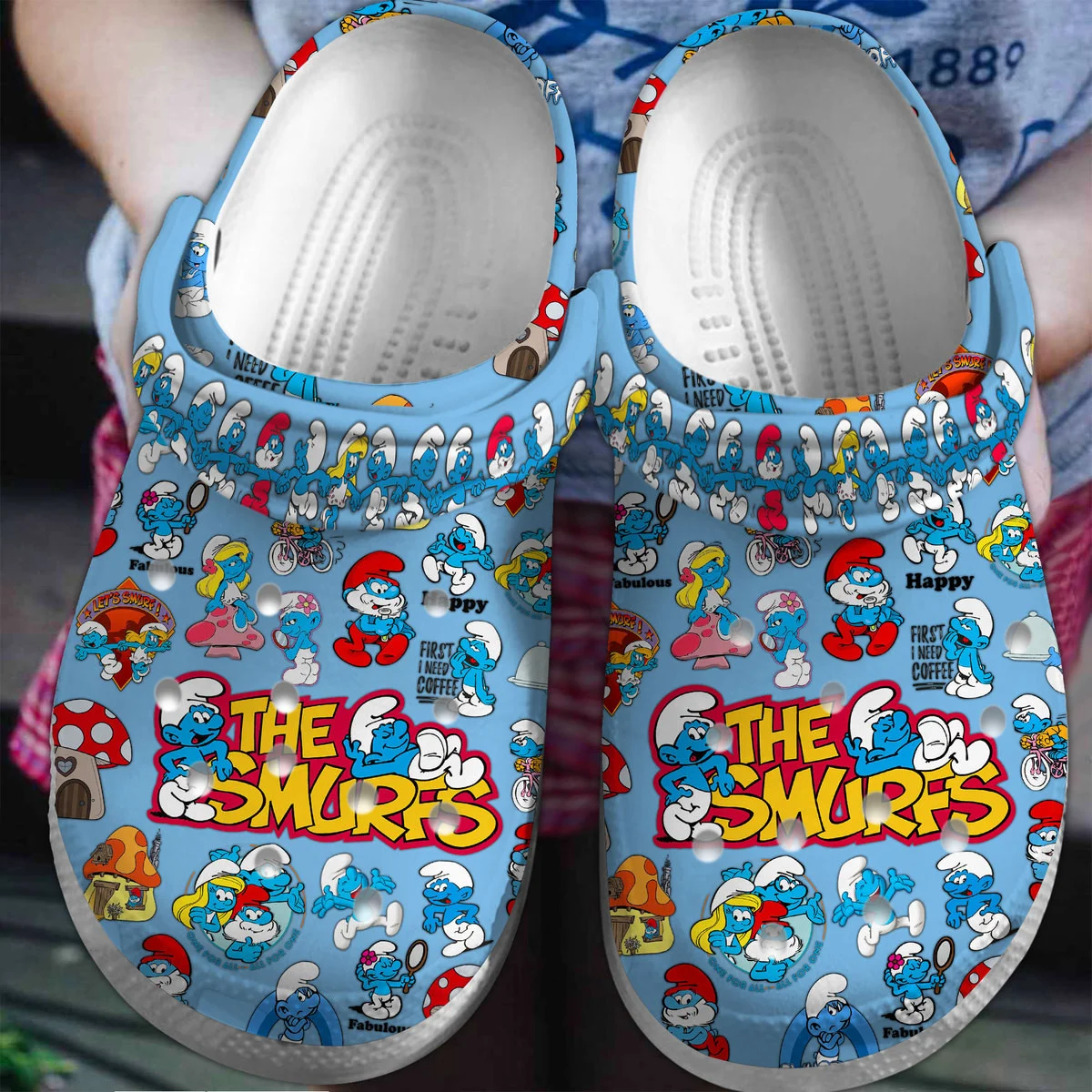The Smurfs Cartoon Crocs Crocband Clogs Shoes Comfortable For Men Women and Kids