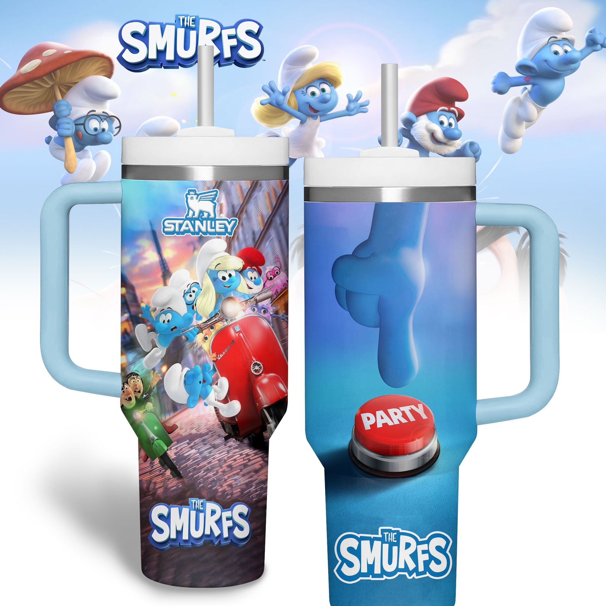 The Smurfs Cartoon Custom Stanley Cup 40 oz 30 oz Tumbler With HandleTVC2301181
