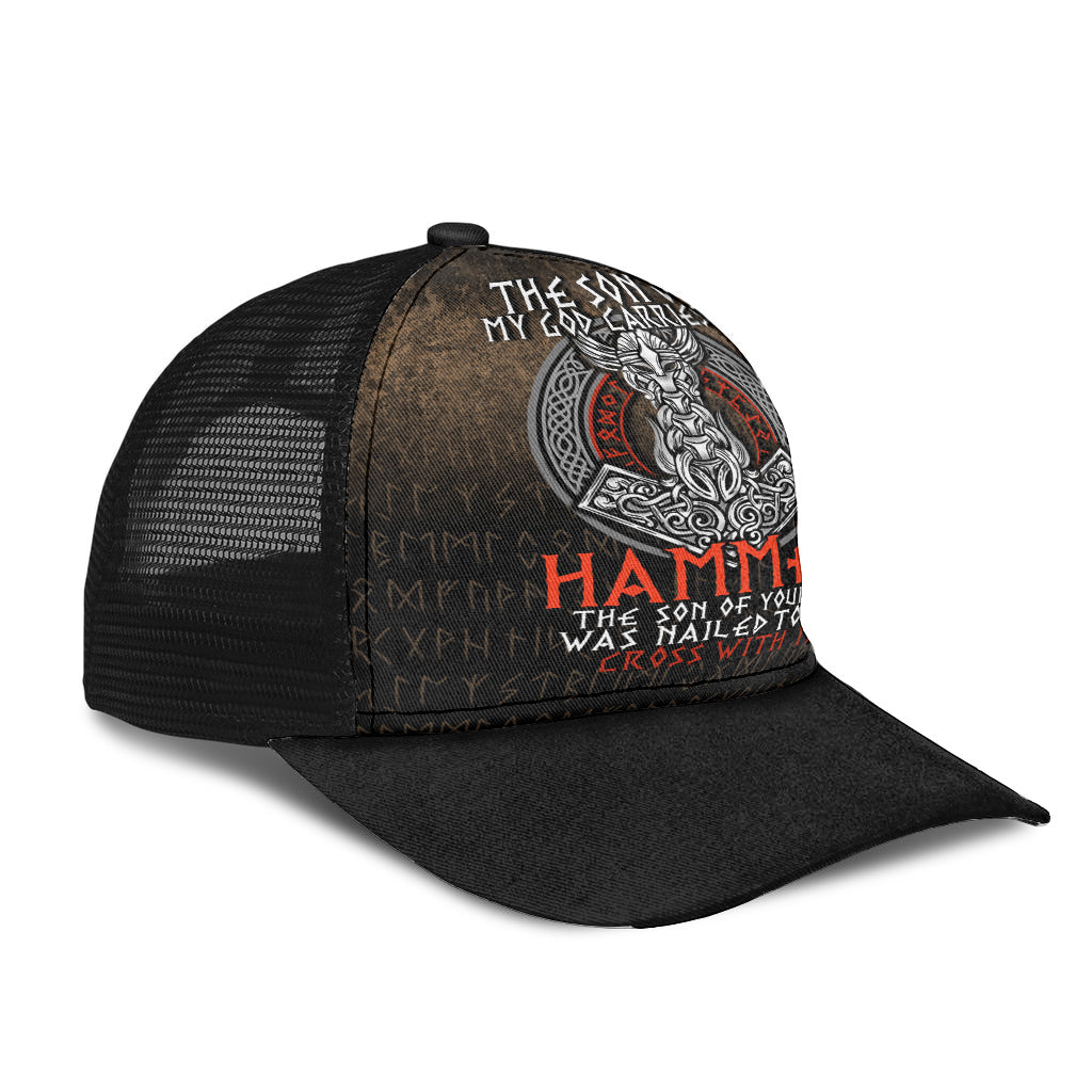 The Son Of My God Odin Viking Mesh Back Cap Trucker Hats Custom Hats Gifts For Men & Women