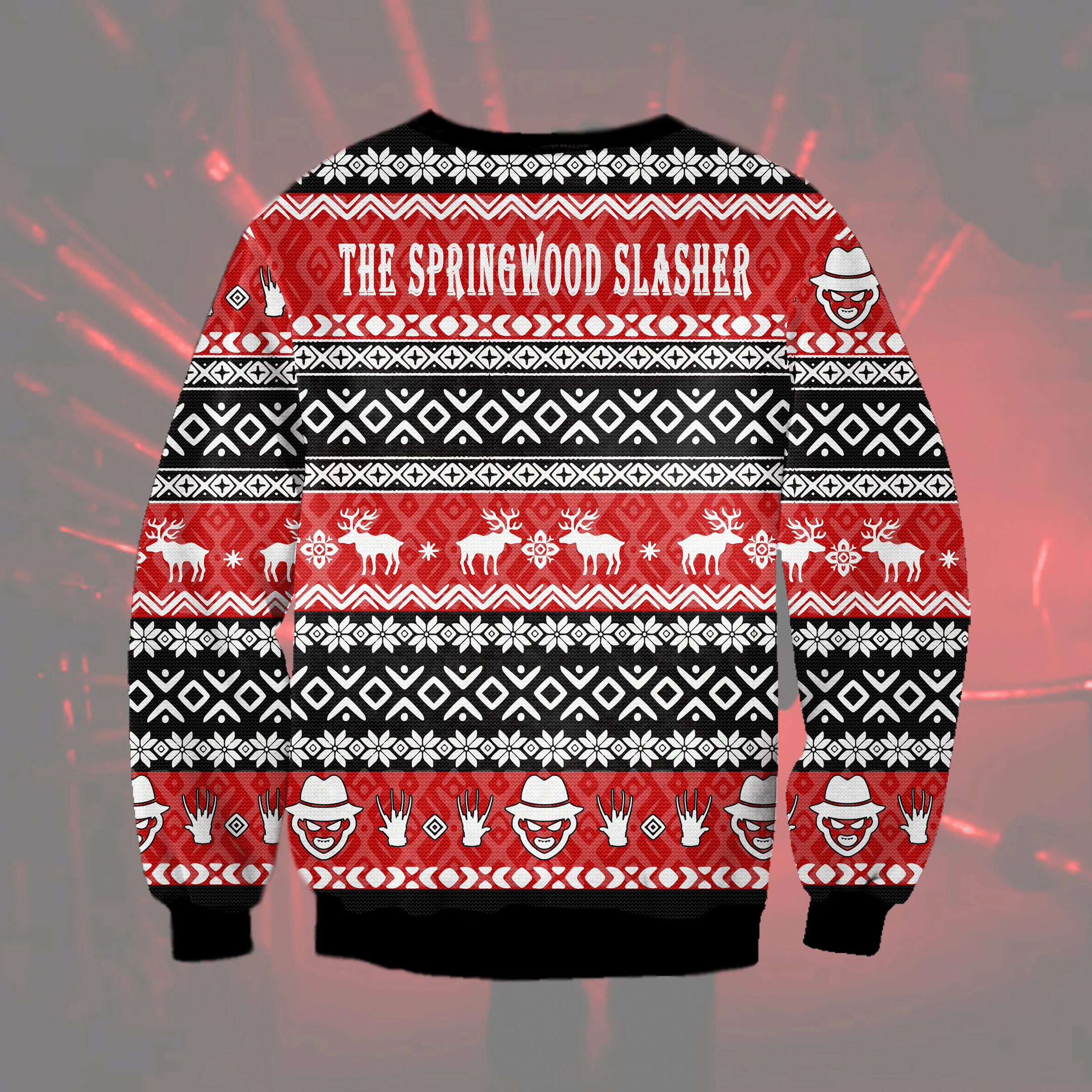 The Springwood Slasher Ugly Christmas Sweater Adult 3D Funny Matching for family - Image 2