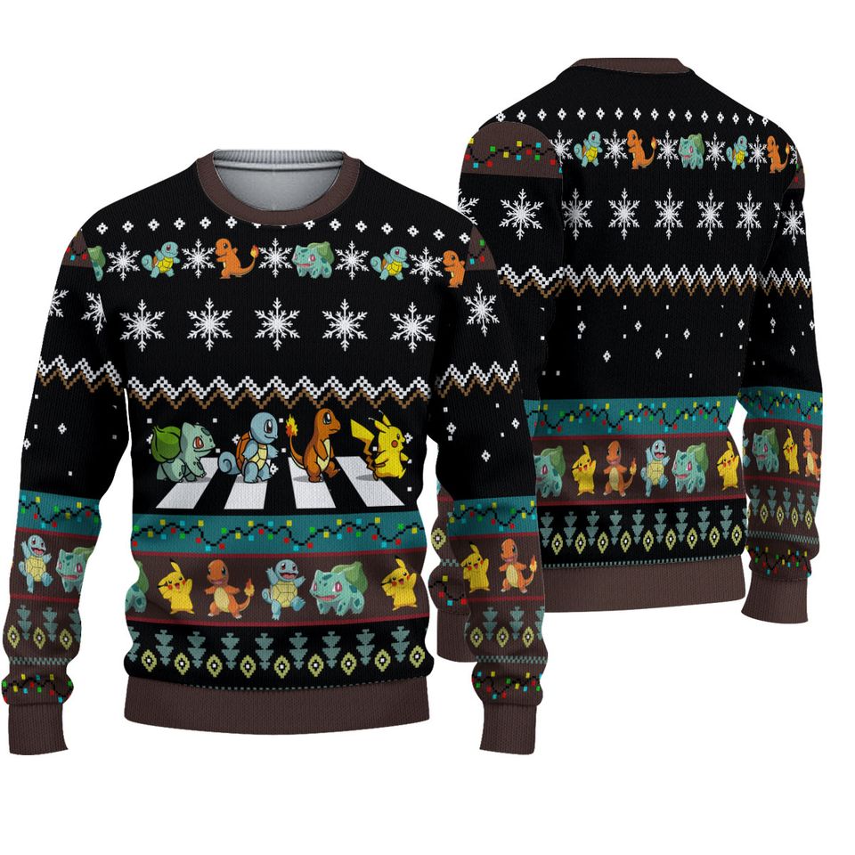 The Starters On Abbey Road Pika And Gen 1 Ugly Sweater