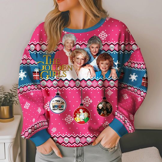 The Stay Golden Ugly Christmas Sweater, Blanche Devereaux Rose Nylund Christmas Sweater - Image 8
