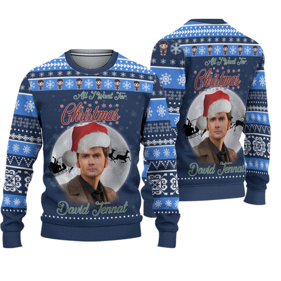The Tenth Doctor Ugly Christmas Sweater, Doctor Who Ugly Sweater, Dr Who Tardis Police Box