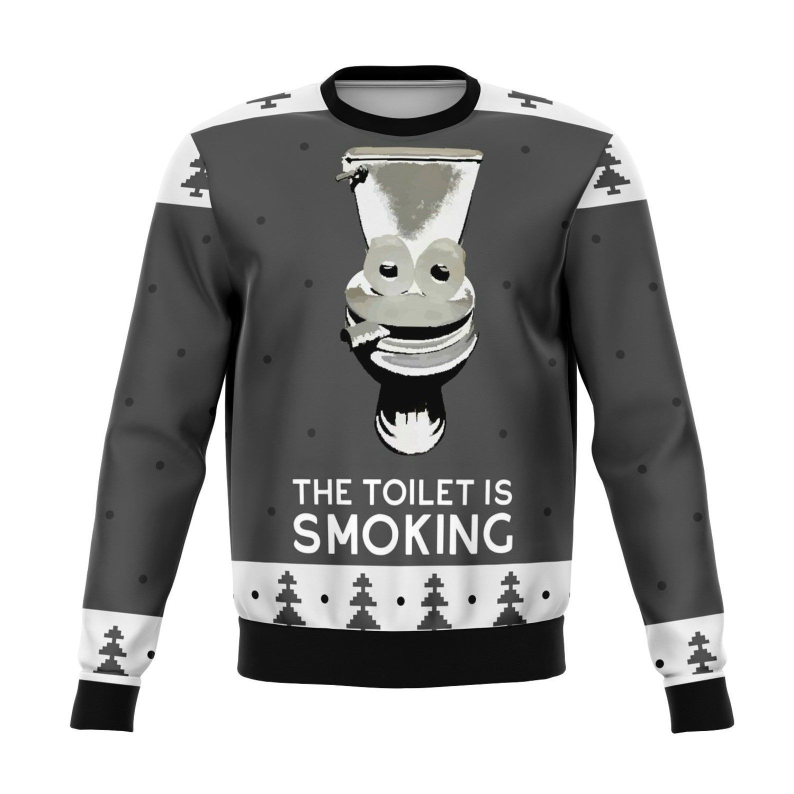 The Toilet Is Smoking Ugly Christmas Sweater Adult 3D Funny Matching for family
