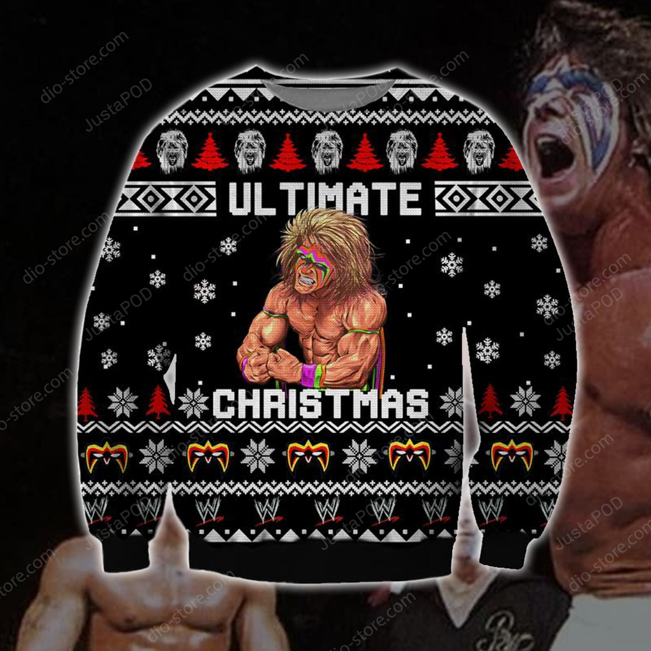 The Ultimate Warrior Knitting Pattern Ugly Christmas Sweater Adult 3D Funny Matching for family