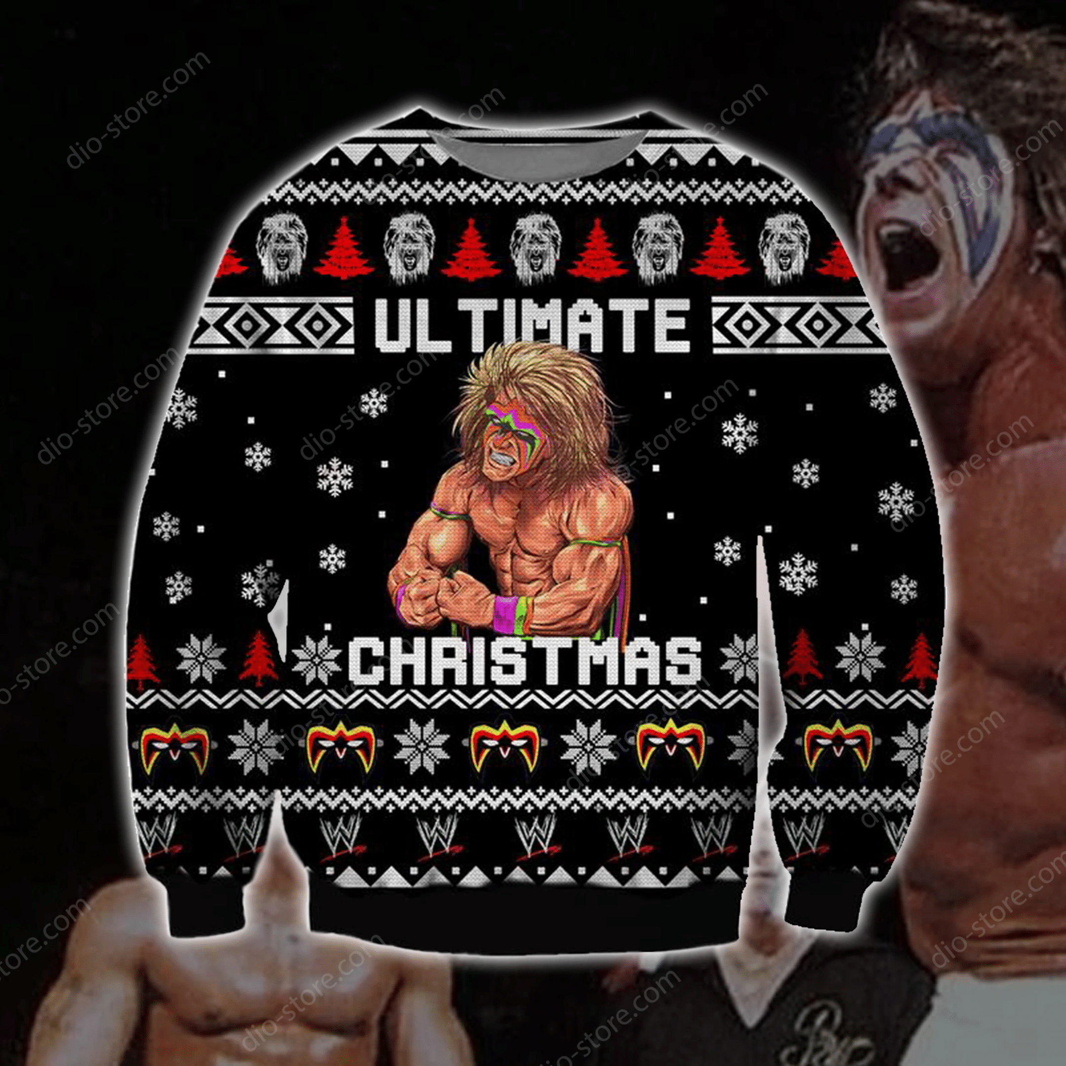 The Ultimate Warrior Ugly Christmas Sweater Adult 3D Funny Matching for family