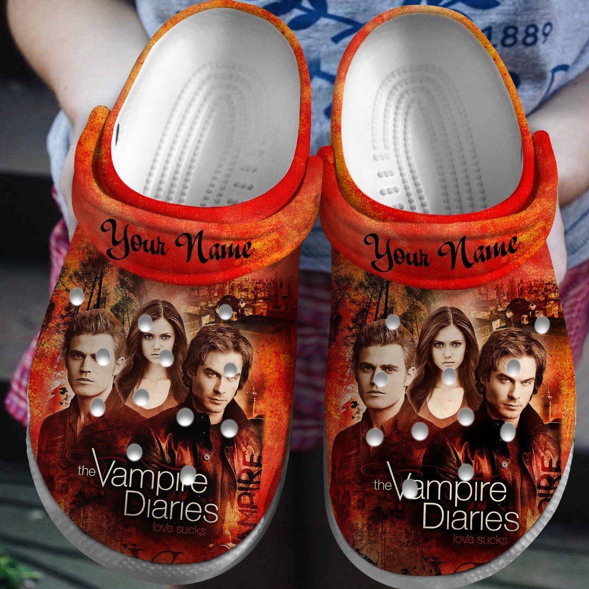 The Vampire Diaries TV Series Crocs Clogs Crocband Shoes Comfortable For Men Women and Kids