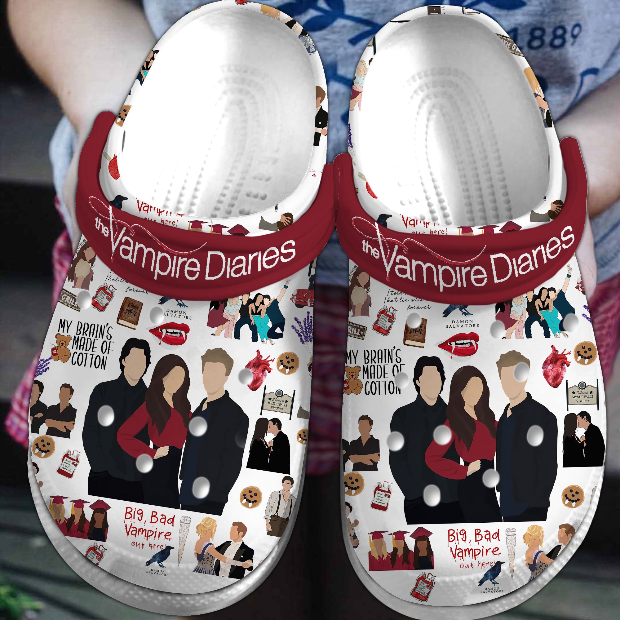 The Vampire Diaries TV Series Crocs Crocband Clogs Shoes Comfortable For Men Women and Kids