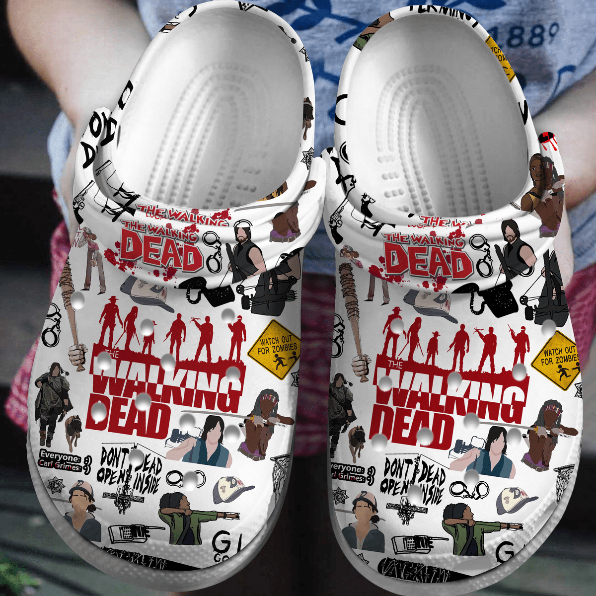 The Walking Dead TV Series Crocs Crocband Clogs Shoes Comfortable For Men Women and Kids
