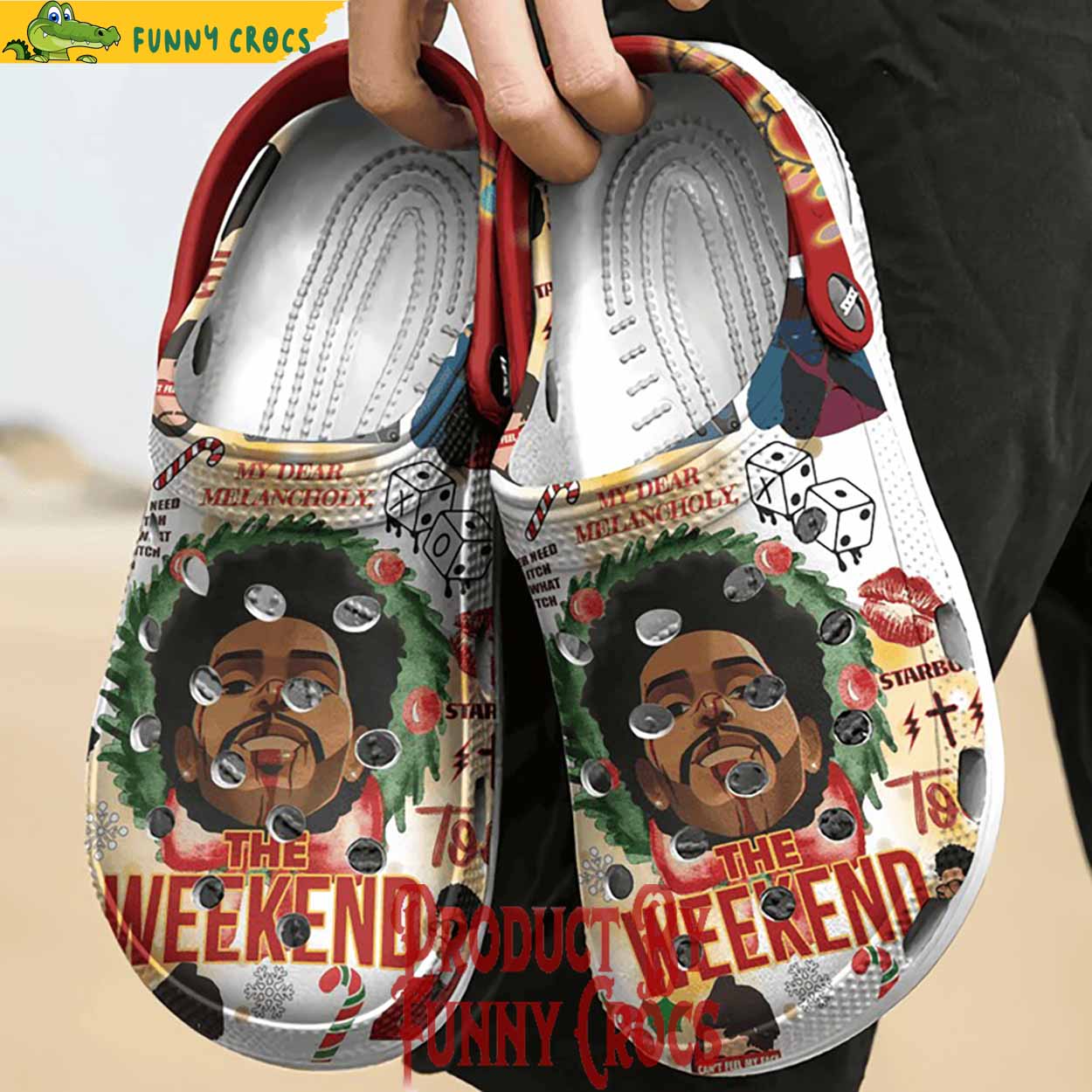 The Weeknd Music Christmas Crocs Crocband Clogs Shoes Comfortable For Men Women and Kids - Image 3