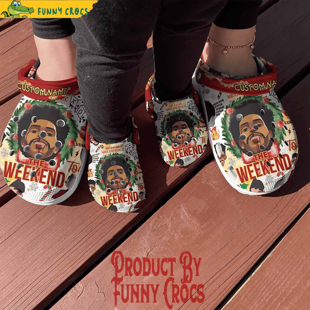 The Weeknd Music Christmas Crocs Crocband Clogs Shoes Comfortable For Men Women and Kids - Image 4