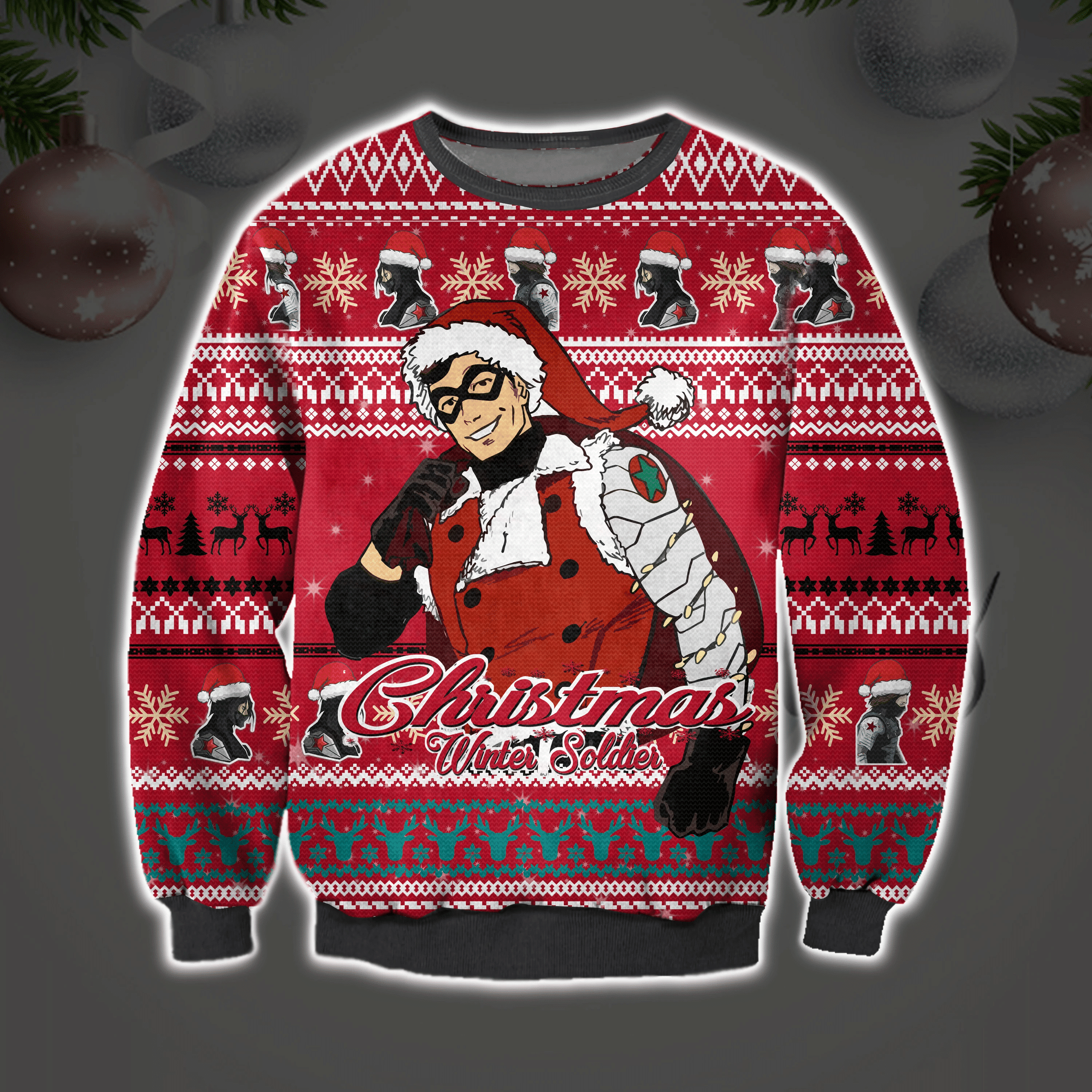 The Winter Soldier Captain America 3D Printed Ugly Christmas Sweater Adult 3D Funny Matching for family