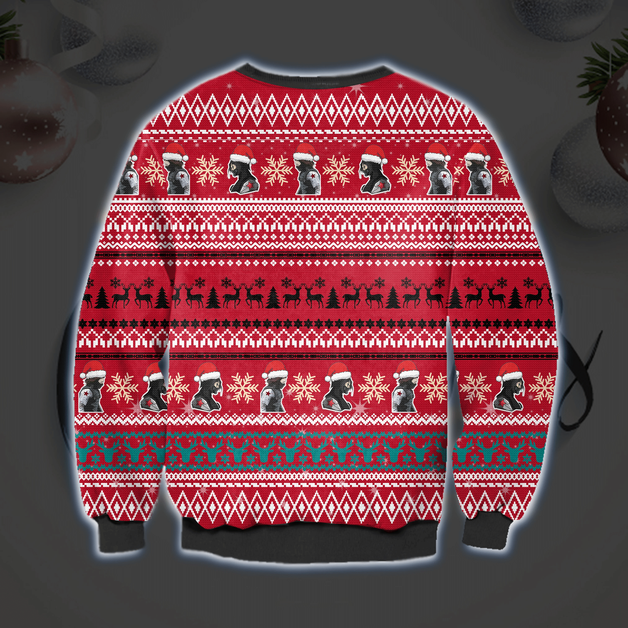 The Winter Soldier Captain America 3D Printed Ugly Christmas Sweater Adult 3D Funny Matching for family - Image 2
