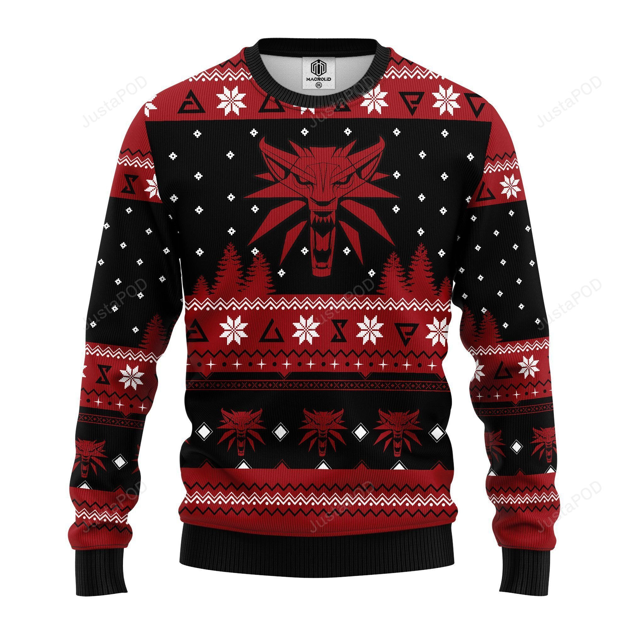 The Witcher Red Ugly Christmas Sweater Adult 3D Funny Matching for family