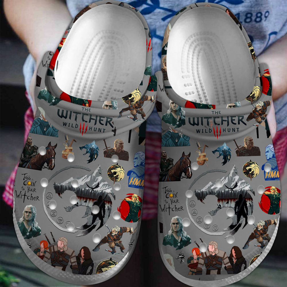 The Witcher Wild Hunt Game Crocs Crocband Clogs Shoes Comfortable For Men Women and Kids