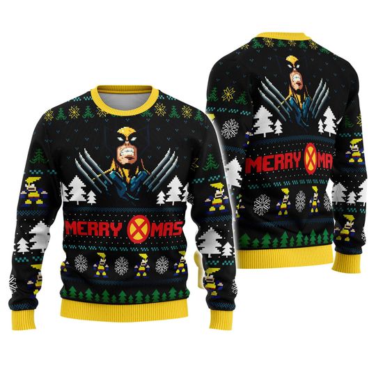 The Wolverine Ugly Christmas Sweater, Santa Claws Wolverine Ugly Xmas Sweatshirt - Image 3