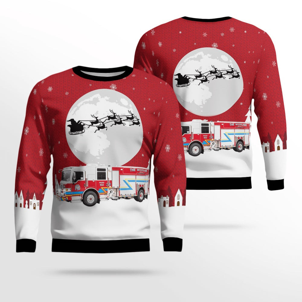 The Woodlands Texas Woodlands Fire Department Christmas AOP Ugly Sweater Unisex Christmas Gift