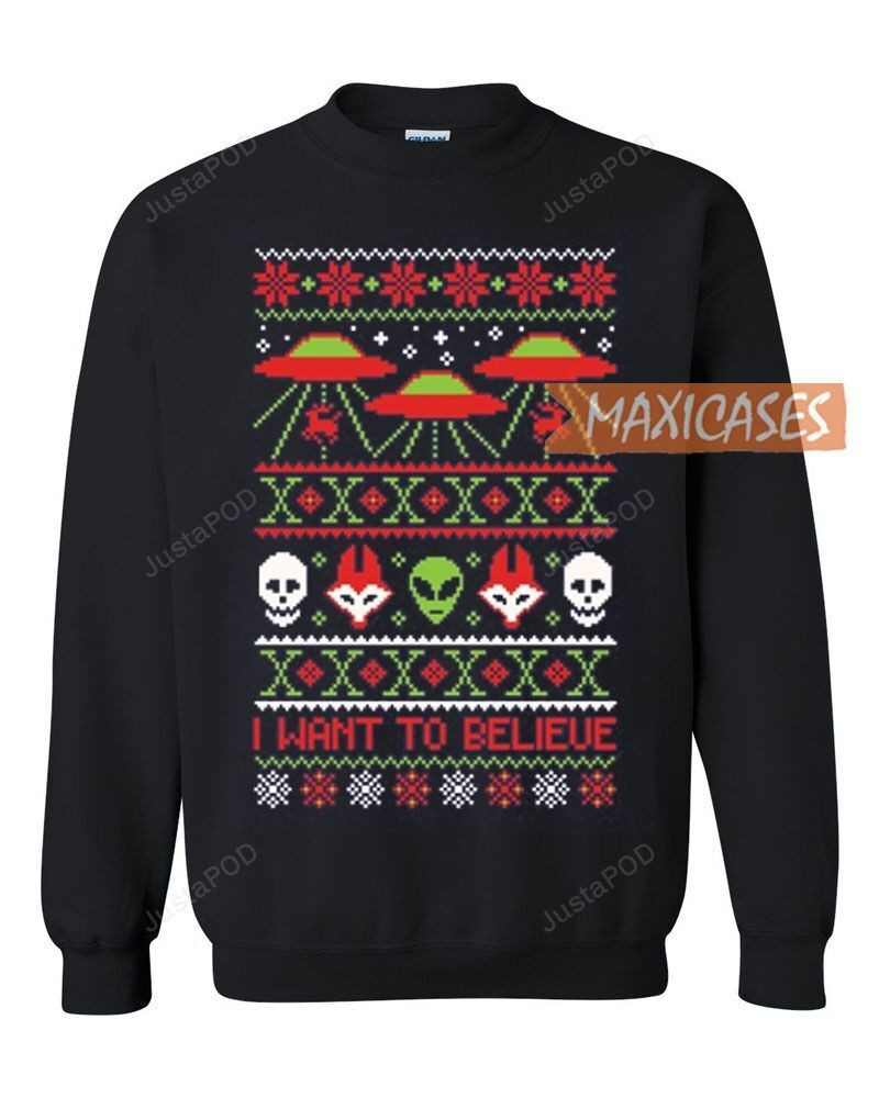 The X Files I Want To Believe Ugly Christmas Sweater Adult 3D Funny Matching for family