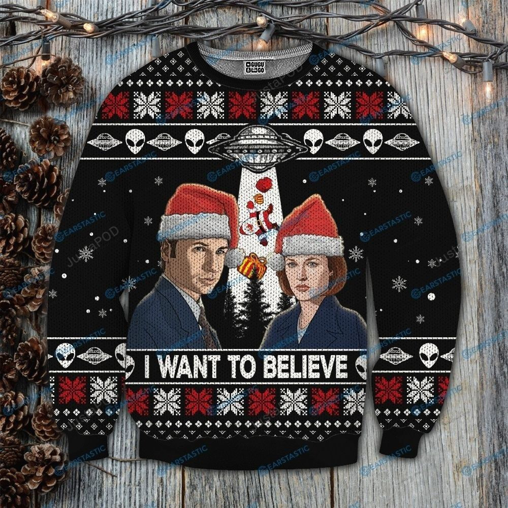 The X Files I Want To Believe Ugly Christmas Sweater Adult 3D Funny Matching for family