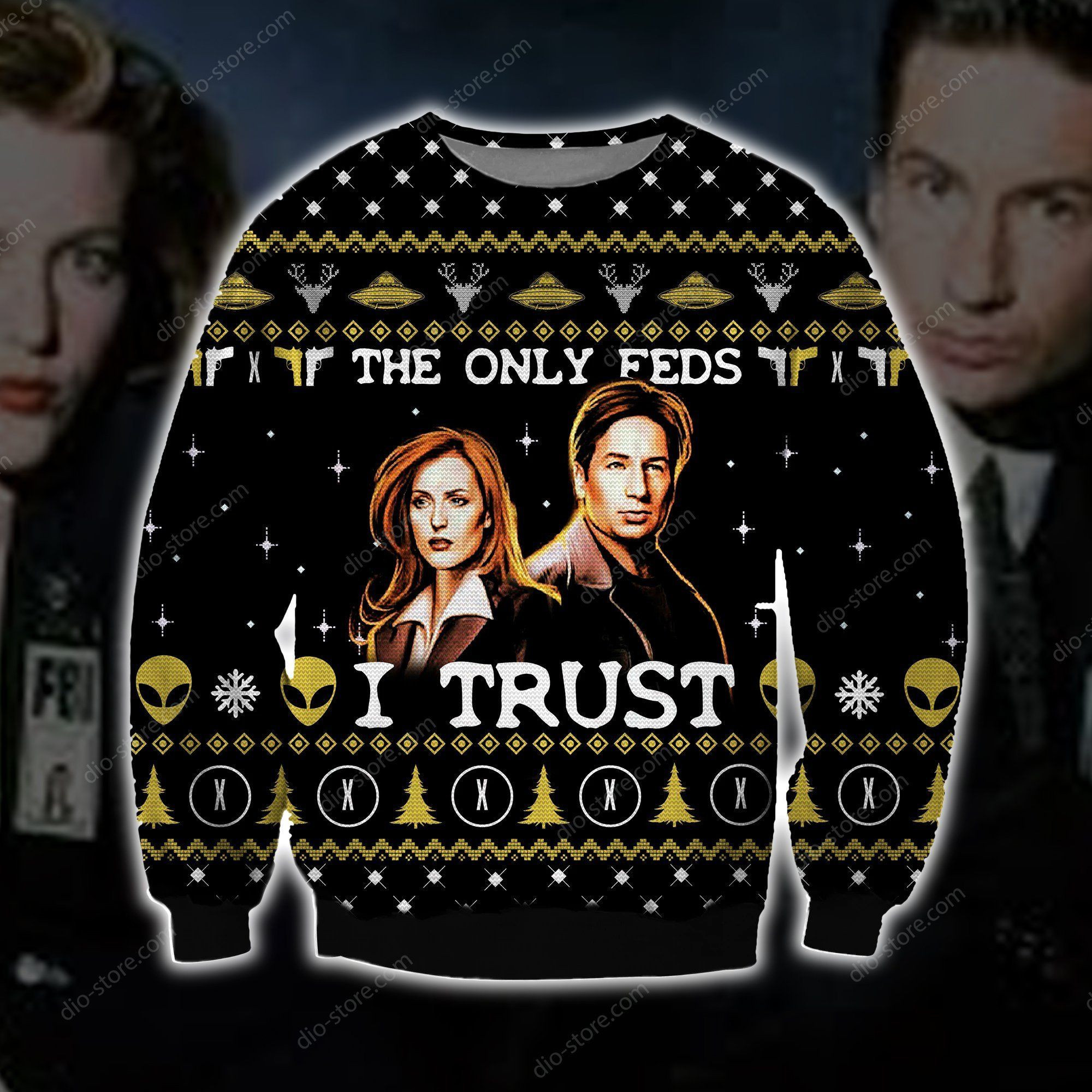 The X Files The Only Feds I Trust Knitting Pattern For Unisex Ugly Christmas Sweater Adult 3D Funny Matching for family