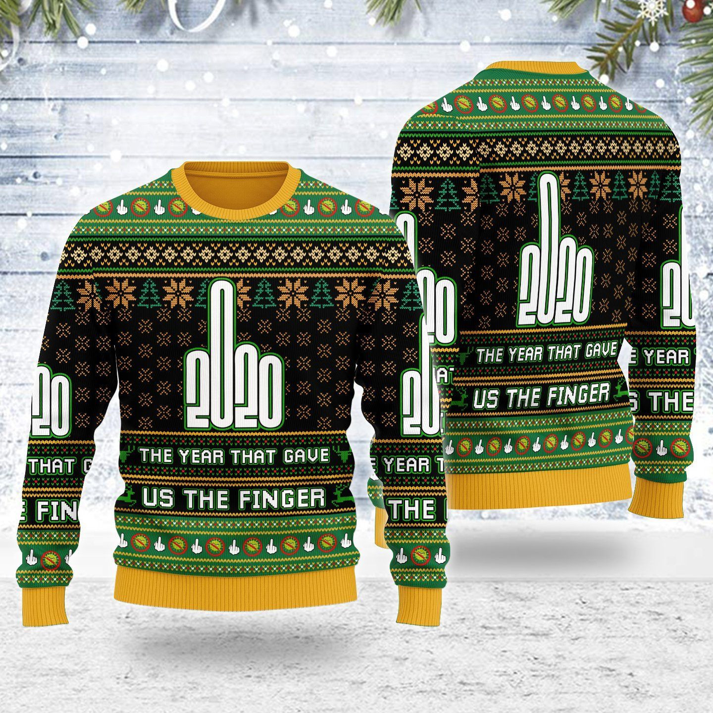The Year That Gave Us The Finger Ugly Christmas Sweater Adult 3D Funny Matching for family - Image 2