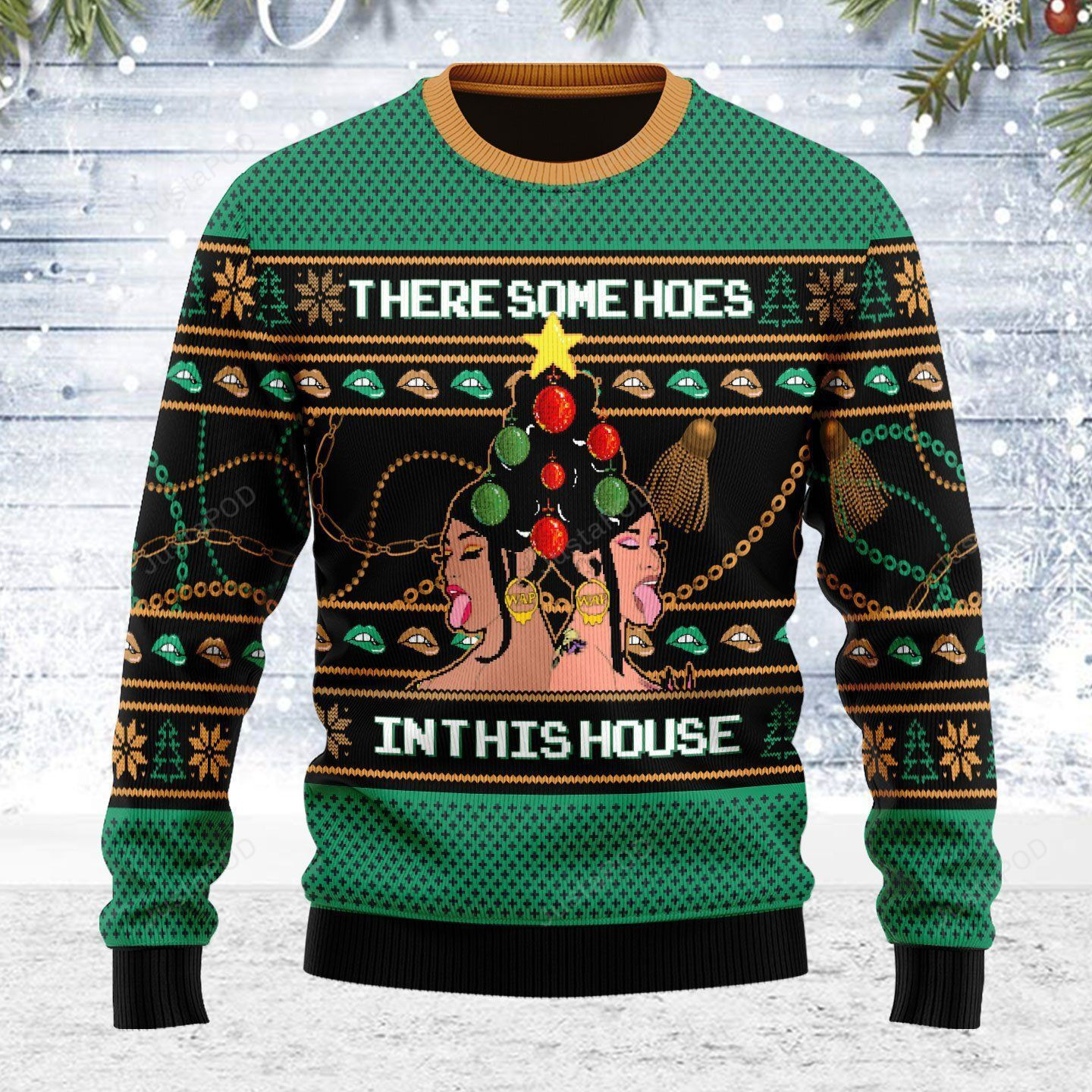 There Is A Christmas Hos In This House Ugly Christmas Sweater Adult 3D Funny Matching for family