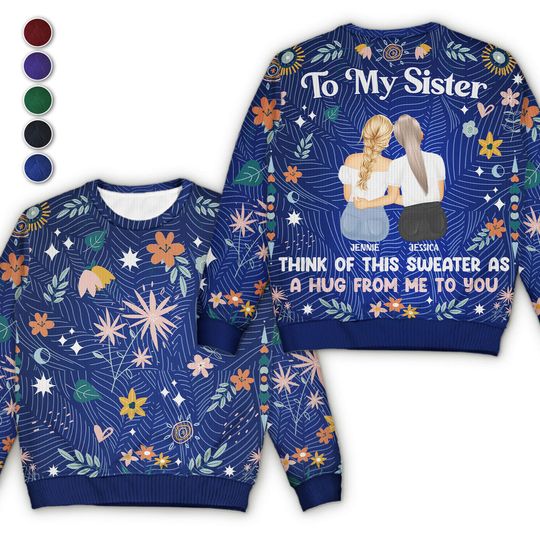 Think Of This Sweater As A Hug From Me To You Holiday Personalized Unisex Ugly Sweatshirt - Image 4